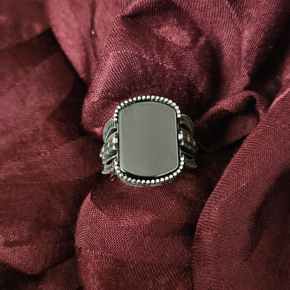 Onıks Taşlı 925 Ayar Gümüş Yüzük siyah - 25