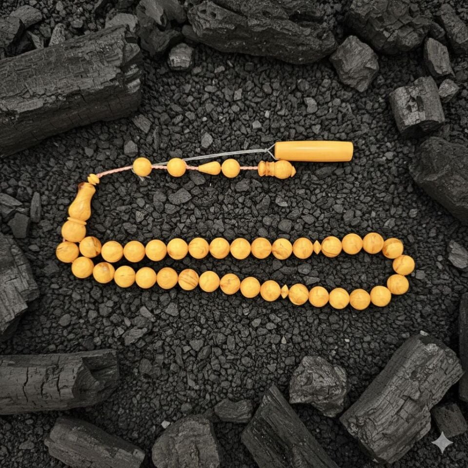 Küre kesim Sıkma Kehribar taşlı Sistemli Tesbih