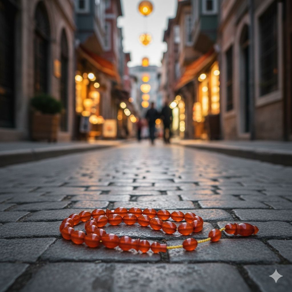 Sıkma Kehribar taşlı Sistemli Tesbih