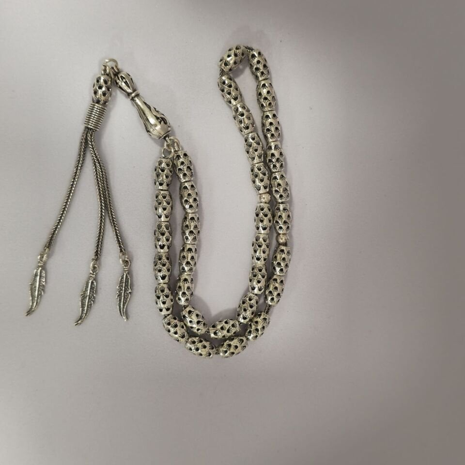 Beyzi Kesim Telkari model 925 Ayar Saf Gümüş Tesbih