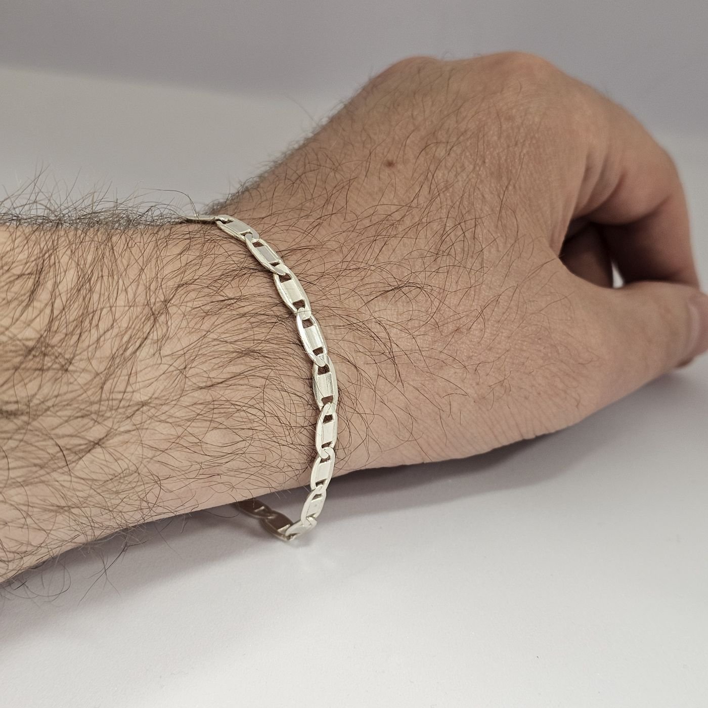 Çift taraflı kullanılabilir İtalyan 925 Ayar Valentino Erkek Zincir Bilekliği