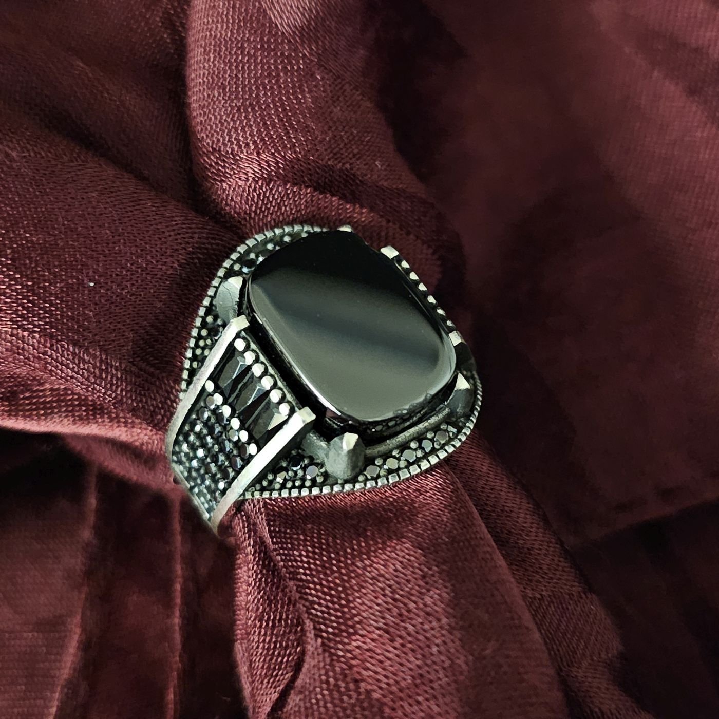 Onıks Taşlı 925 Ayar Gümüş Yüzük