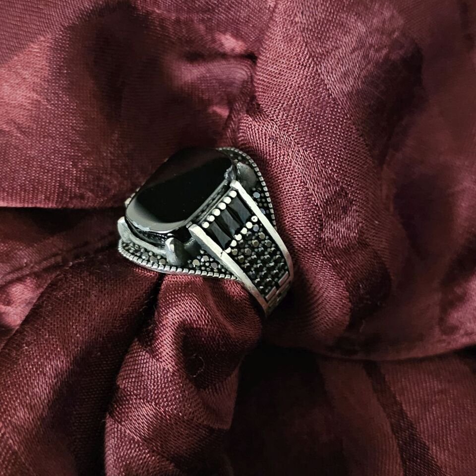 Onıks Taşlı 925 Ayar Gümüş Yüzük