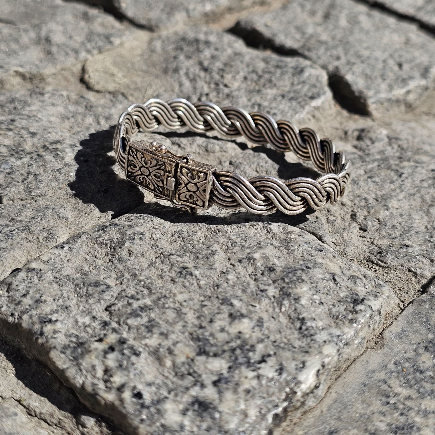 925 Ayar Saf Gümüş Hasır Kelepçe Model Erkek Bileklik