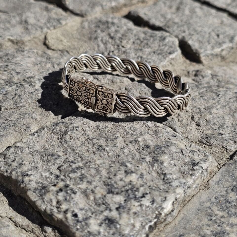 925 Ayar Saf Gümüş Hasır Kelepçe Model Erkek Bileklik