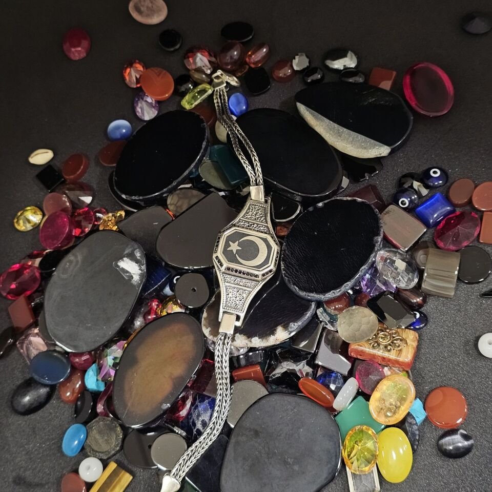 Ay Yıldız desenli 925 Ayar Erkek Künye Bileklik