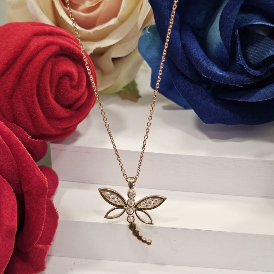 Yusufçuk Model  Zirkon Taşlı 925 Ayar Kadın Kolye