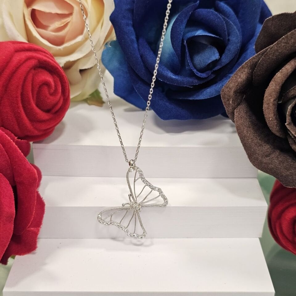 Şans Kelebeği Model 925 Ayar Kadın Gümüş Kolye