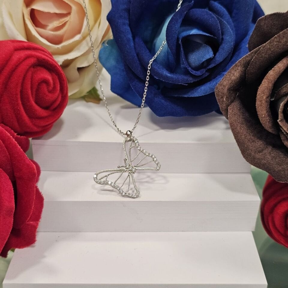 Şans Kelebeği Model 925 Ayar Kadın Gümüş Kolye