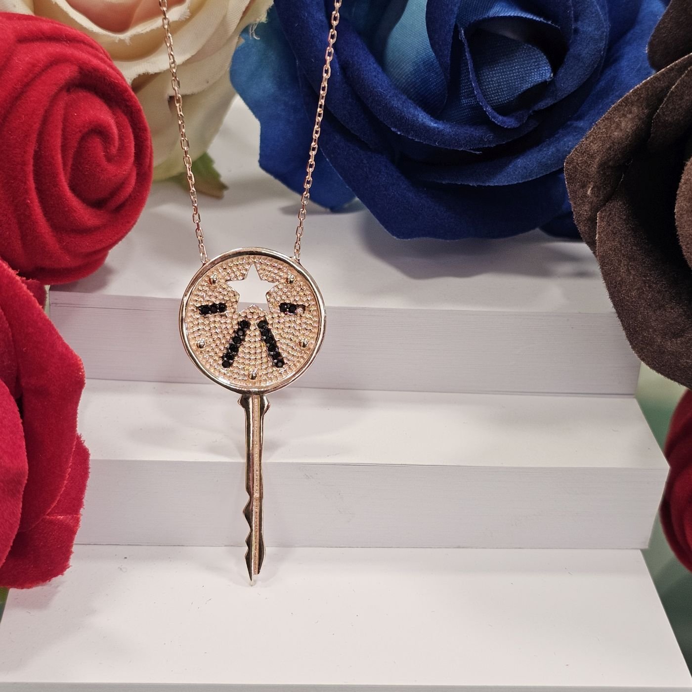 925 Ayar Rose Gold Anahtar Kadın Kolye