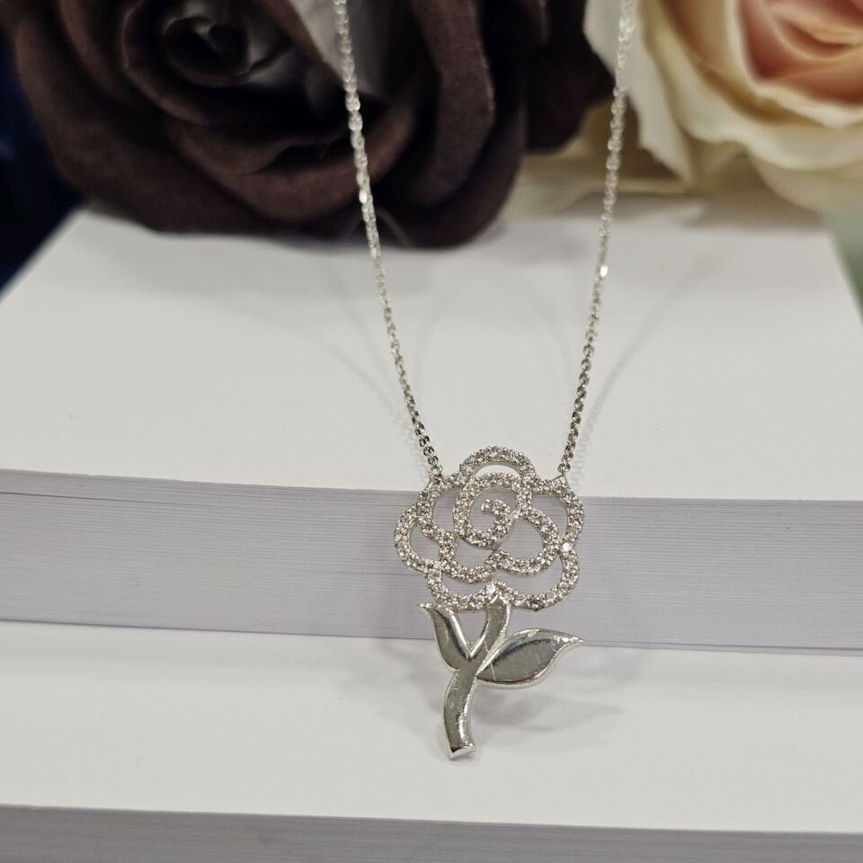 925 Ayar Gümüş Zirkon Taşlı Kadın Kolye