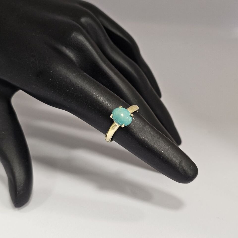 925 Ayar Gümüş Doğal Firuze taşlı Kadın Yüzük