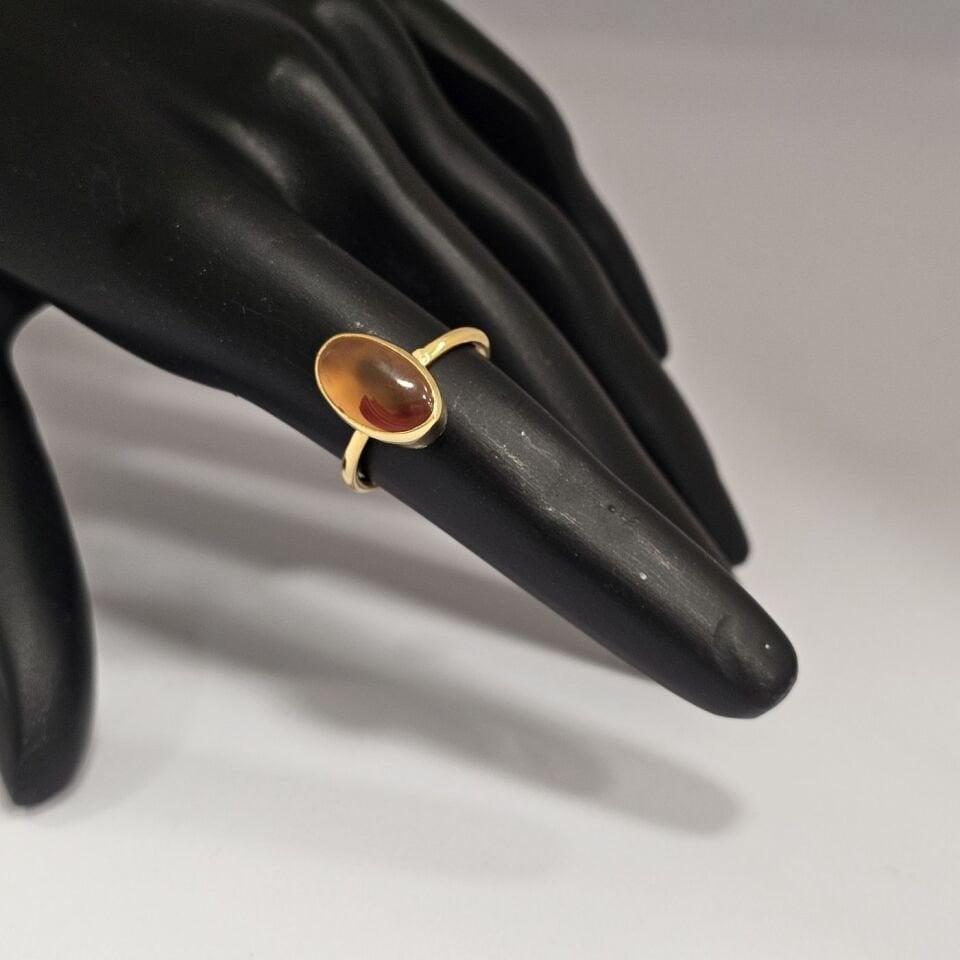 925 Ayar Gümüş Doğal Akik taşlı Kadın Yüzük