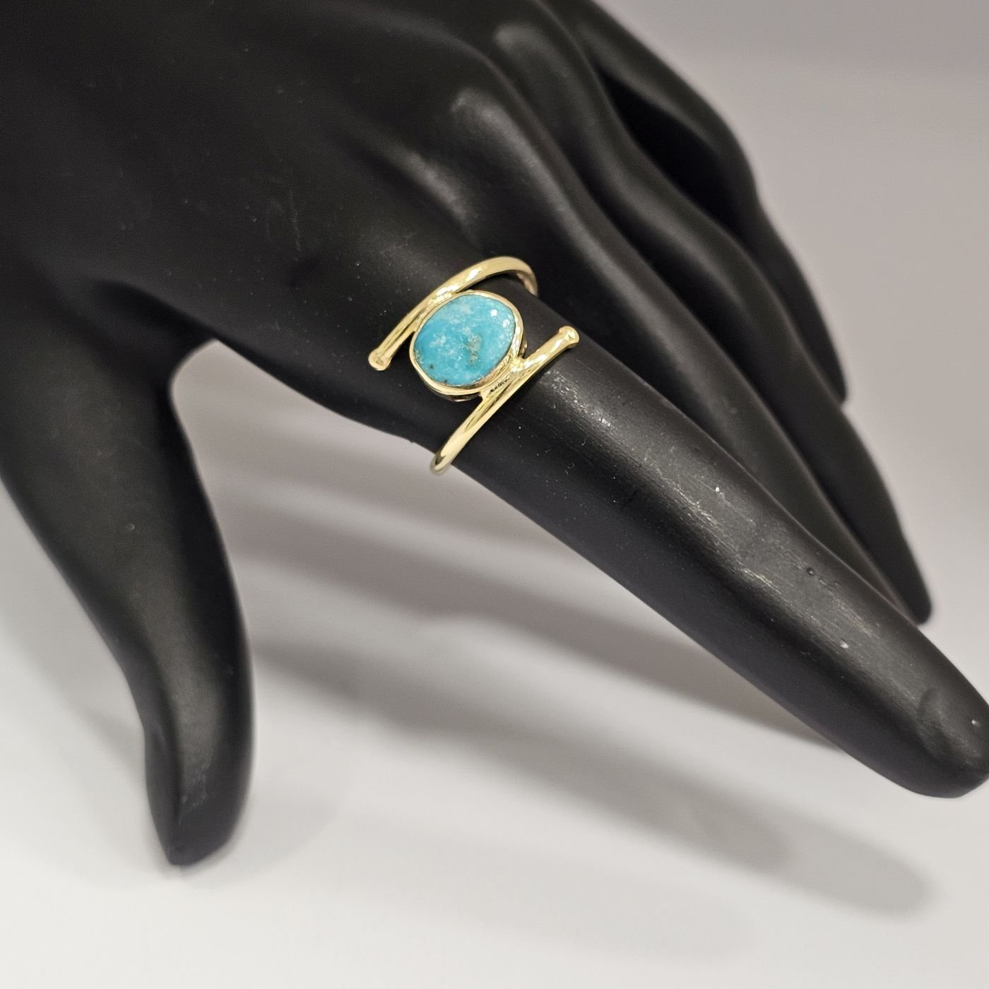 925 Ayar Gümüş Spiral Model Doğal Firuze taşlı Kadın Yüzük