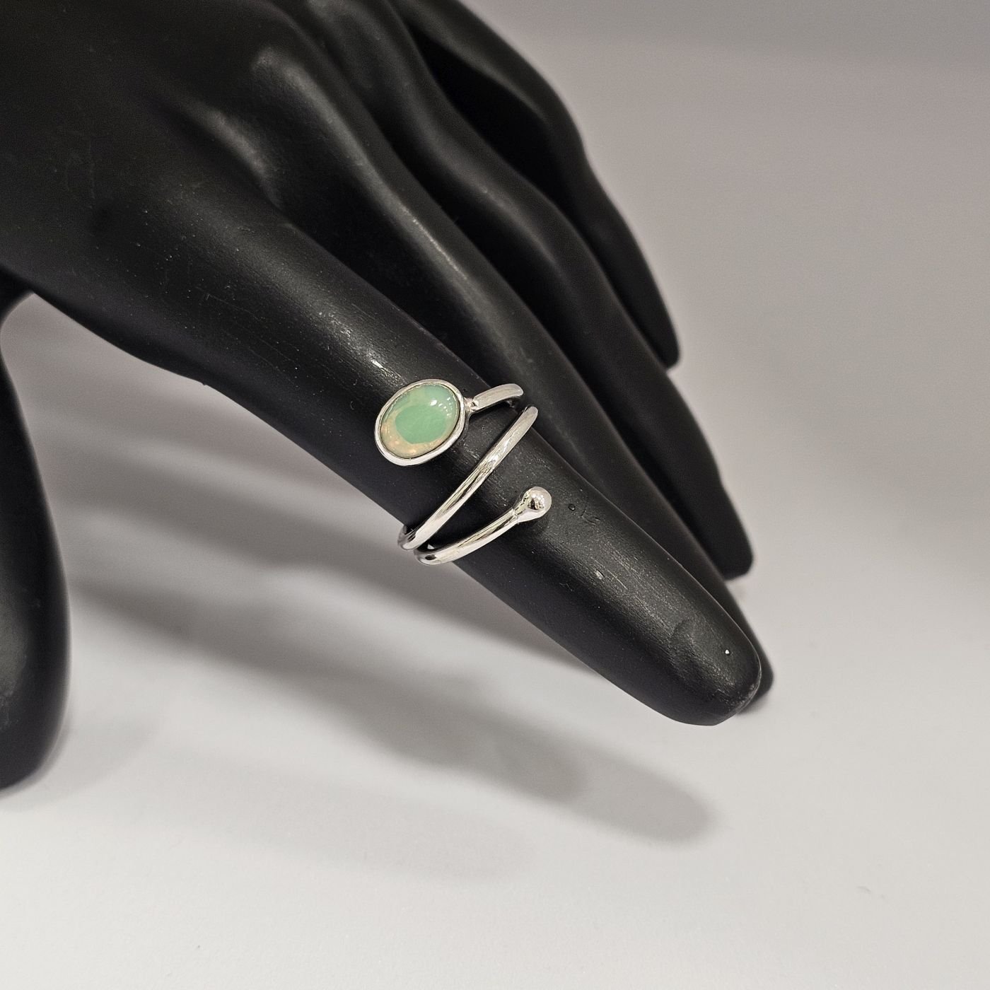 925 Ayar Gümüş Yeşil Kuvarz taşlı Kadın Yüzük