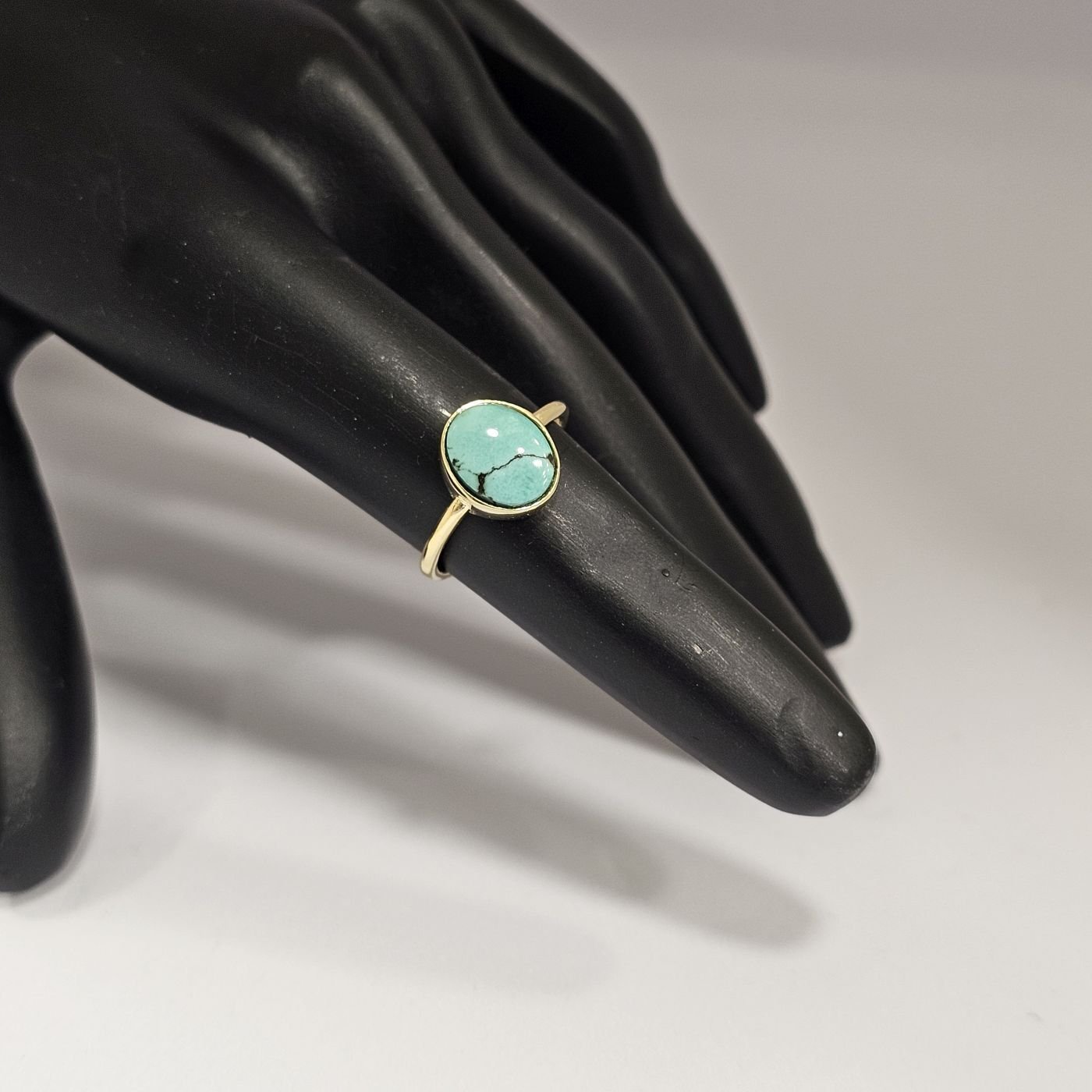 925 Ayar Gümüş Rose kaplama Doğal Firuze taşlı Kadın Yüzük