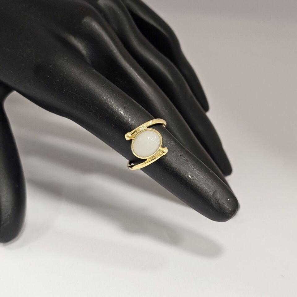 925 Ayar Gümüş Rose Oval Opal taşlı Kadın Yüzük