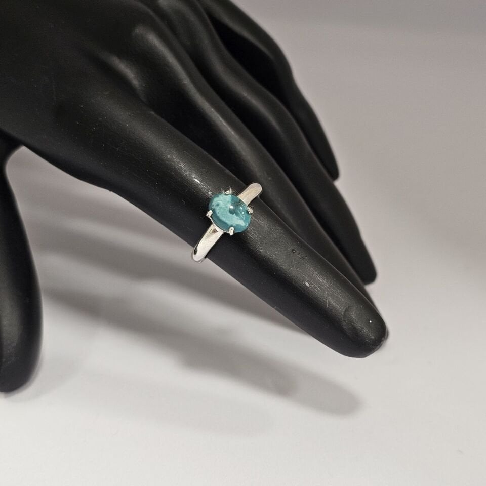 925 Ayar Gümüş Oval Topaz taşlı Kadın Yüzük