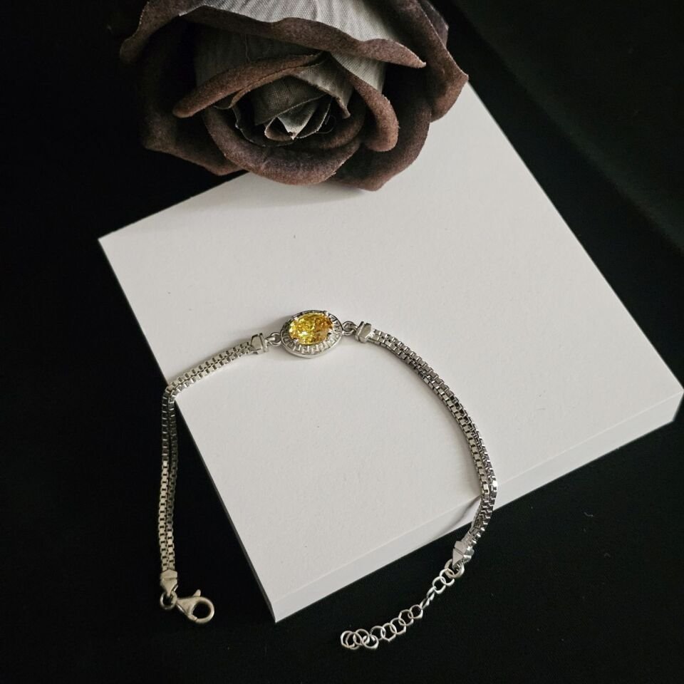 925 Ayar Gümüş Sitrin Taşlı Kadın Bileklik