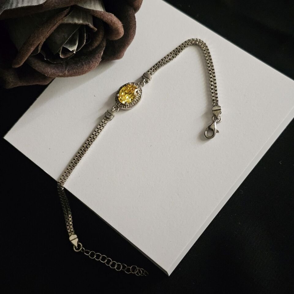 925 Ayar Gümüş Sitrin Taşlı Kadın Bileklik