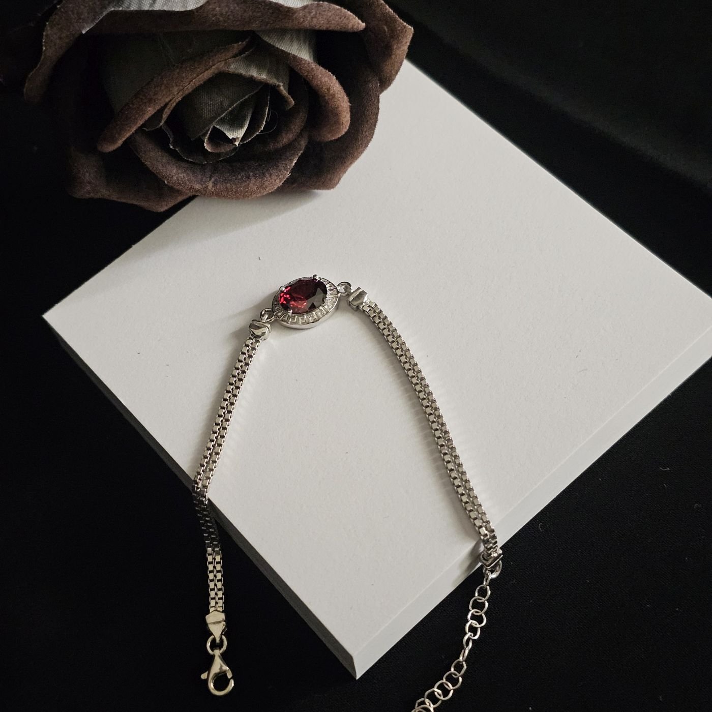 925 Ayar Gümüş Kırmızı Zirkon taşlı Kadın Bilekliği