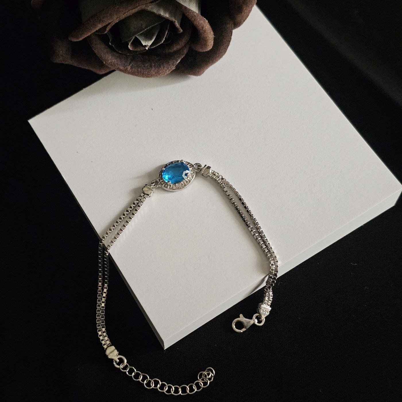 925 Ayar Gümüş Aqua Marin Taşlı Kadın Bileklği