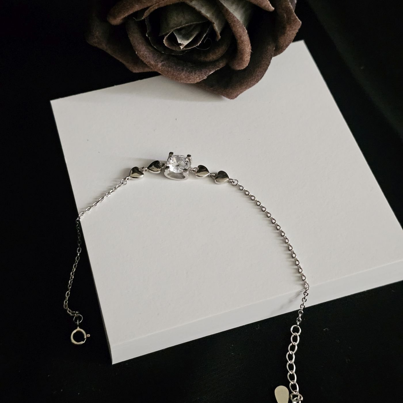 925 Ayar Gümüş Rodyum Kaplama Tektaş Model Kadın Bileklği