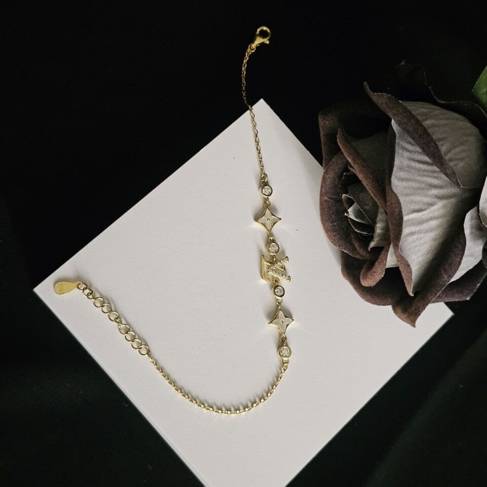 925 Ayar Gümüş Rose Kaplama Rodyumlu Kadın Bileklği