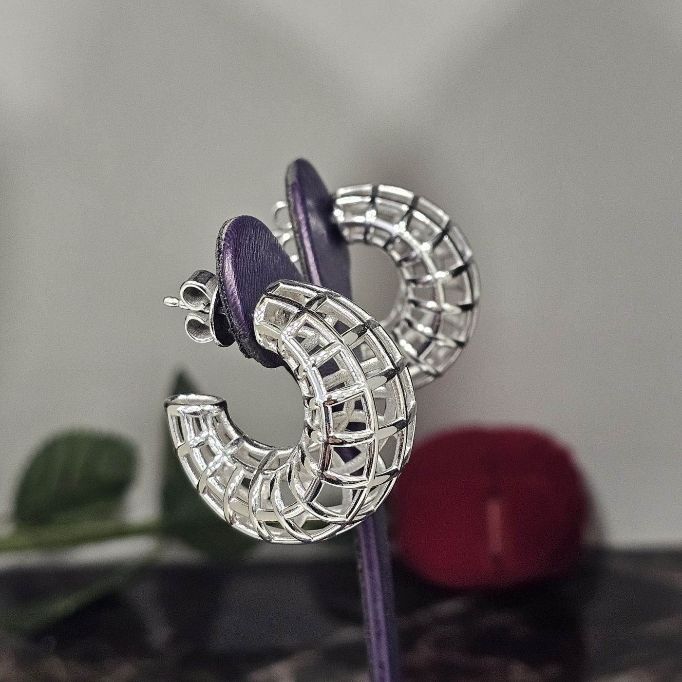 925 Ayar Büyük boy taşsız Halka Abiye Kadın Tasarım Küpe