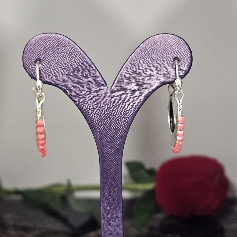 925 Ayar Gümüş Ay Modeli Ruby Kırmızı taşlı El işi Tasarım Kadın Küpe