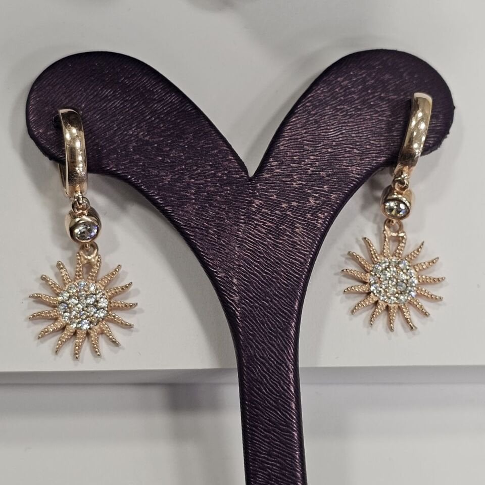 925 Ayar Gümüş Güneş sallantılı Rose kaplama Kadın Küpe