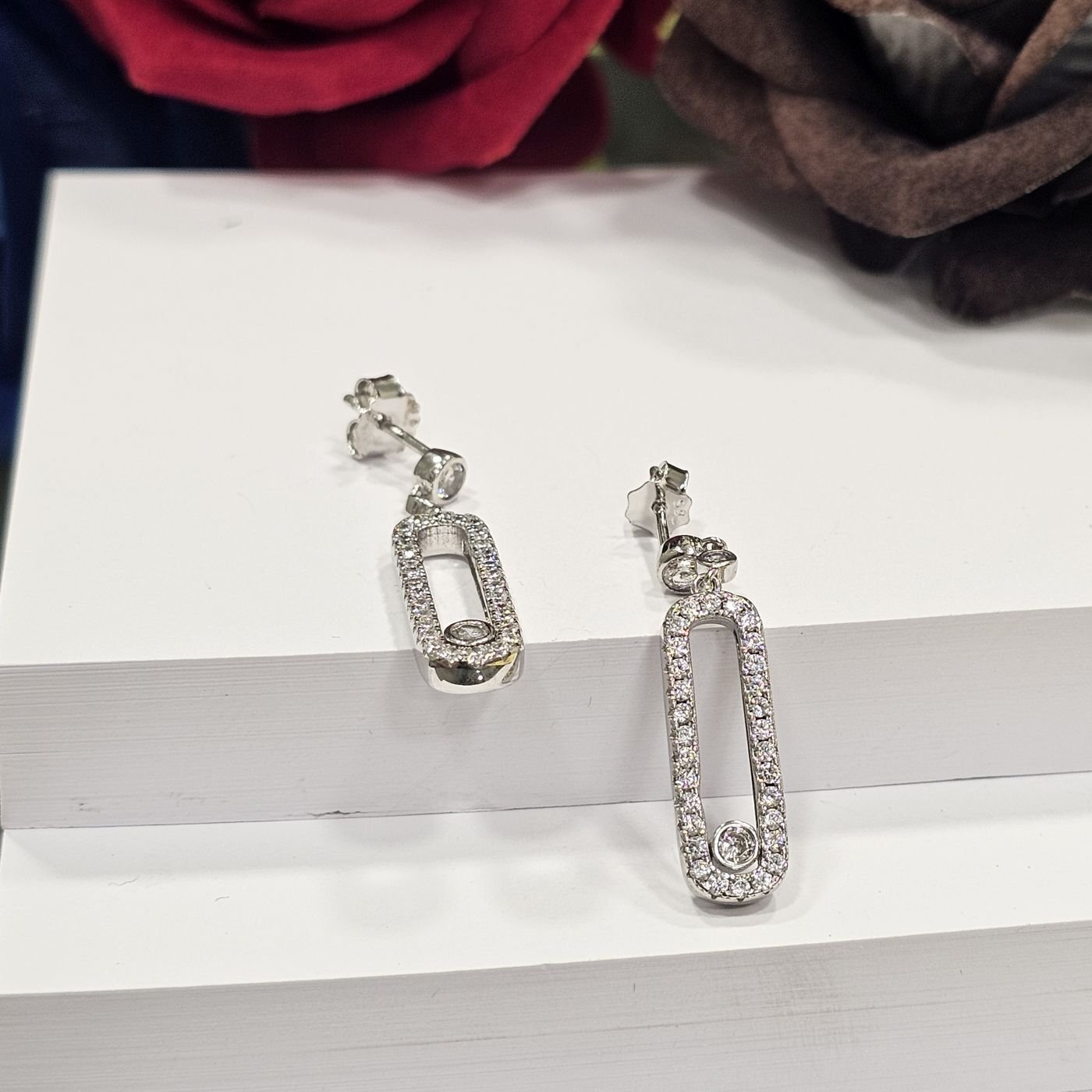 925 Ayar Gümüş Zirkon taşlı  Kadın Uzun Küpe