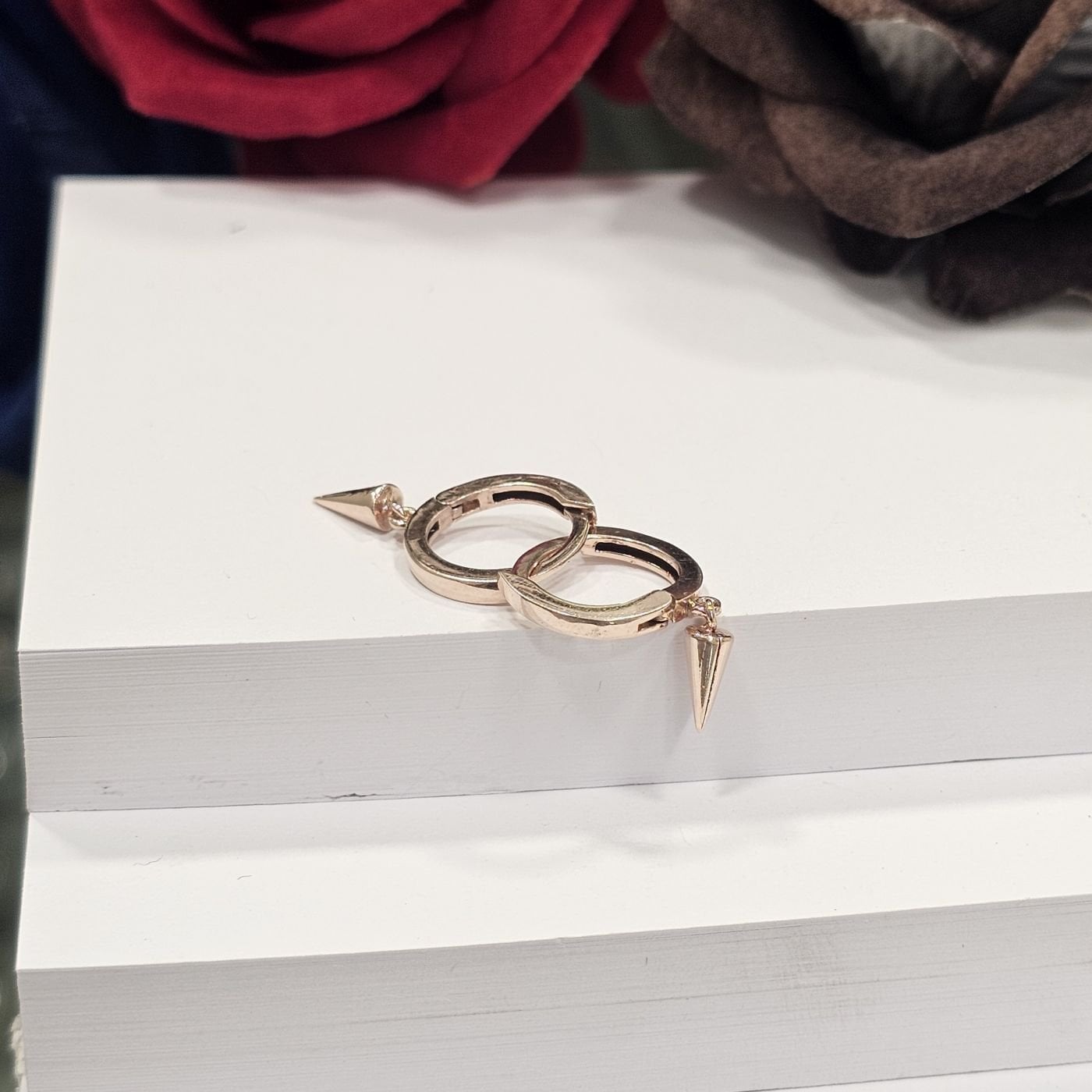 925 Ayar Gümüş Rose Kaplama İthal Kadın Halka Küpe