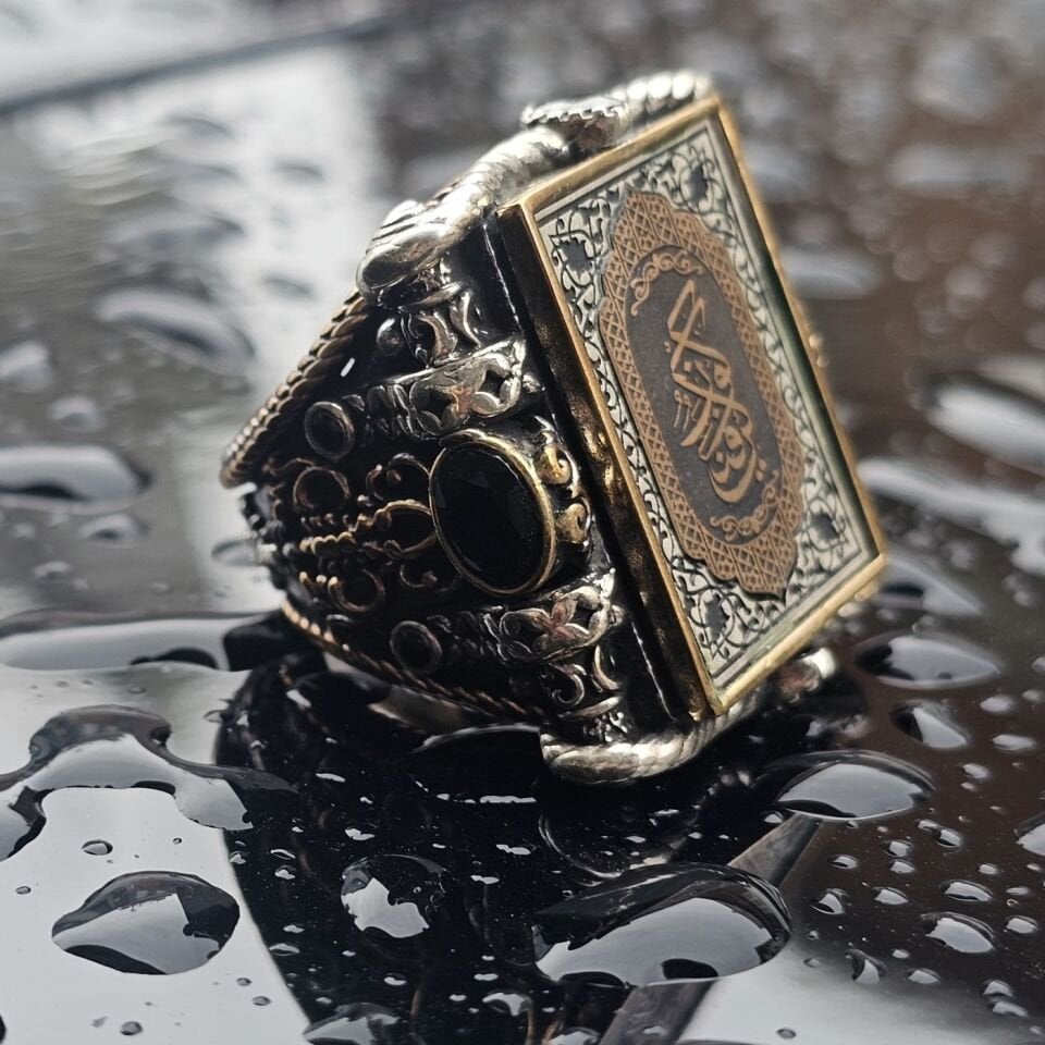 Üst Düzey Tasarım KÜN FE YEKÜN yani OL DER OLUR yazı işlemeli 925 Ayar Erkek Gümüş Yüzük