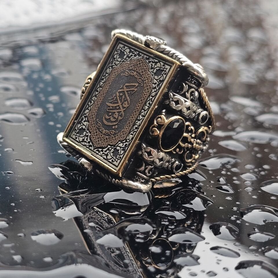 Üst Düzey Tasarım KÜN FE YEKÜN yani OL DER OLUR yazı işlemeli 925 Ayar Erkek Gümüş Yüzük