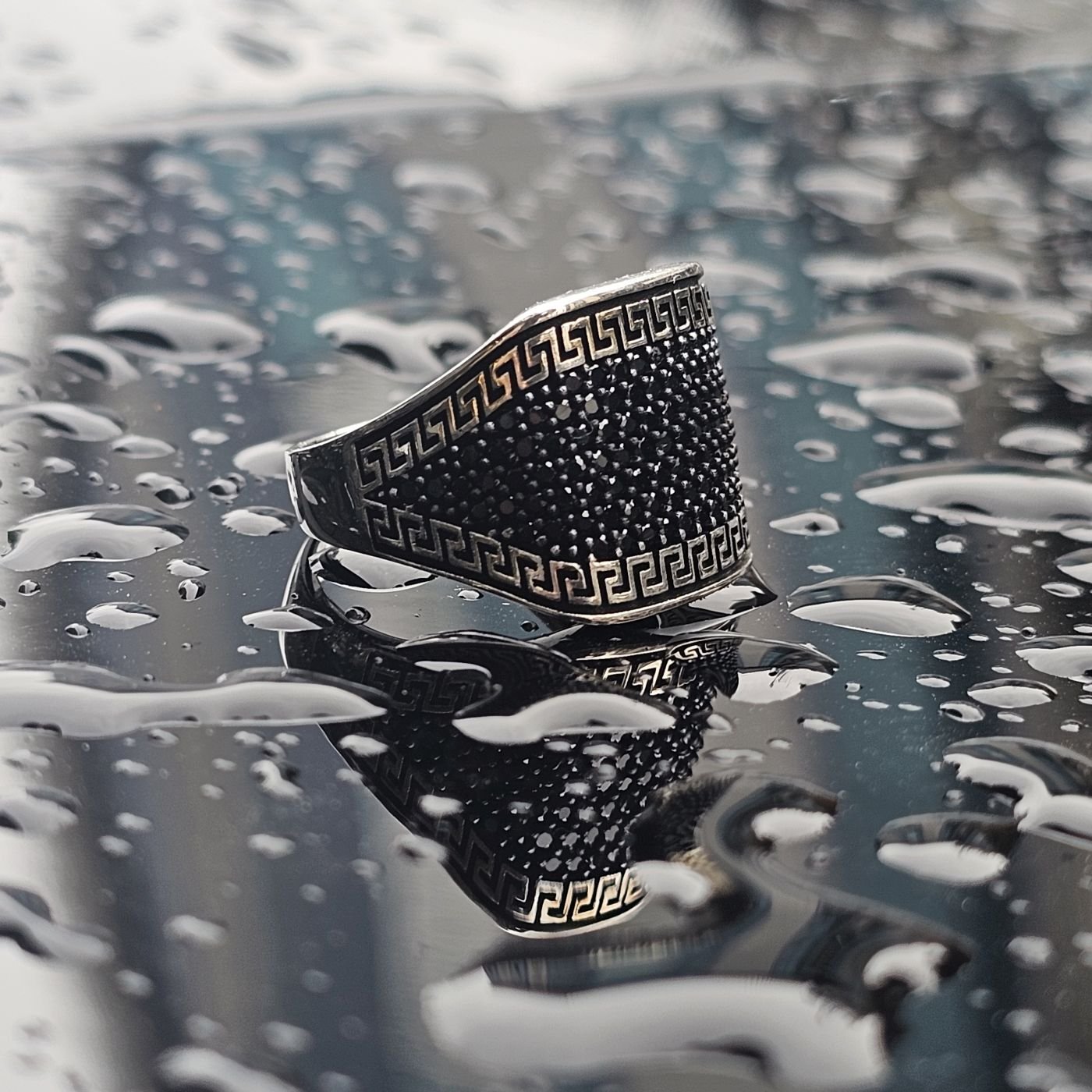 925 Ayar Gümüş Mikro Zirkon Taşlı Erkek Yüzük