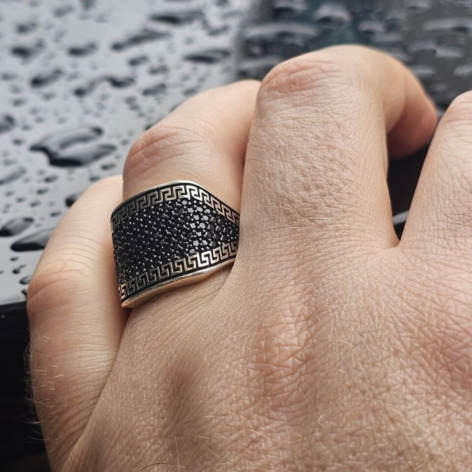 925 Ayar Gümüş Mikro Zirkon Taşlı Erkek Yüzük 25